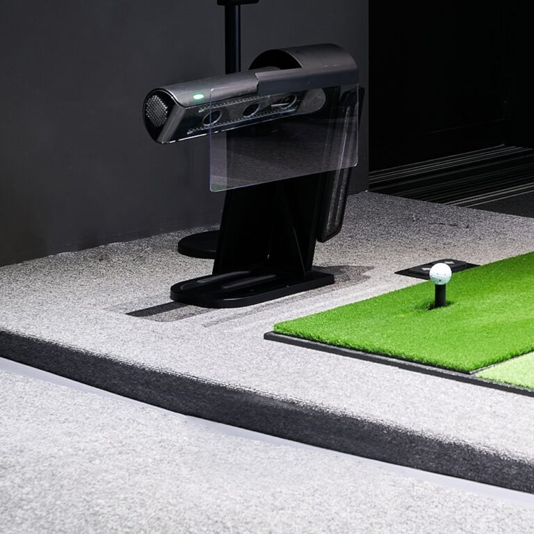 RangeX Launch Monitor Sensor unit on the practice mat